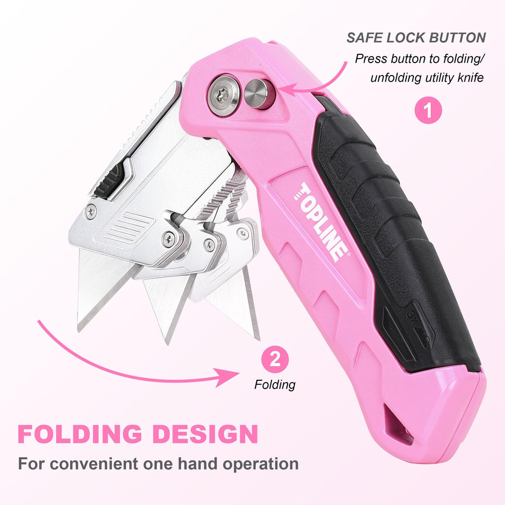 Folding Pink Utility Knife, Pocket Folding Pink Box Cutter