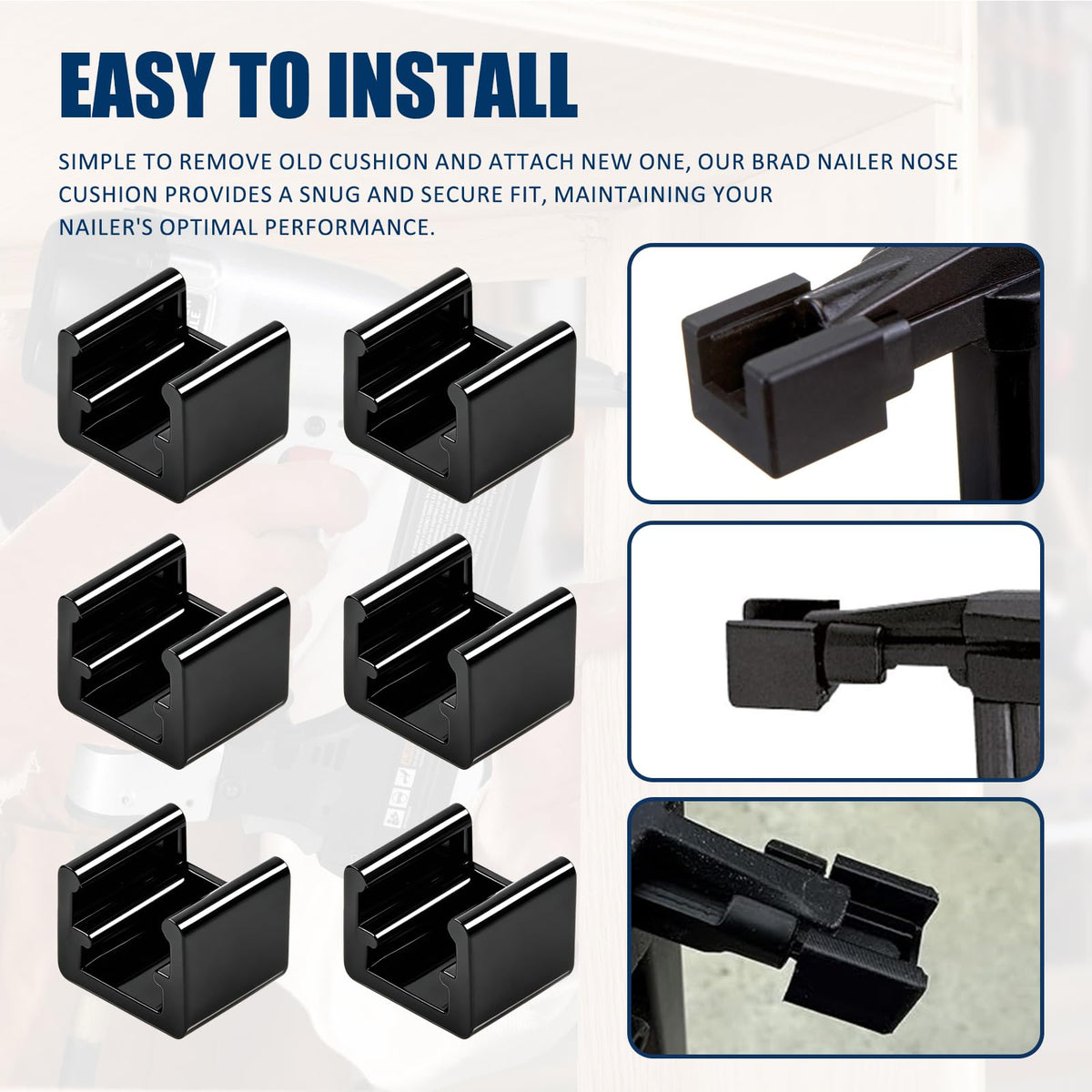 6 Pcs 894742 Brad Nailer Nose Cushion Fit for Porter Cable BN125A, Flexible Plastic, Black