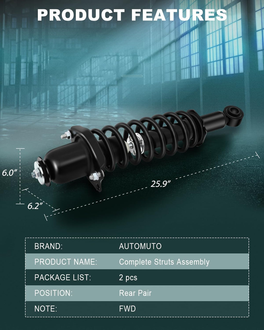 AUTOMUTO Rear Complete Struts Spring Assembly 2003-2008 for Toyota Corolla