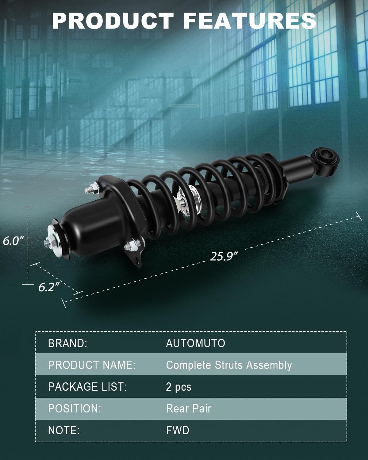 AUTOMUTO Rear Complete Struts Spring Assembly 2003-2008 for Toyota Corolla