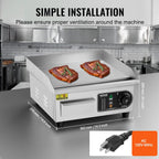 Commercial Electric Griddle, 14", Countertop Flat Top Griddle