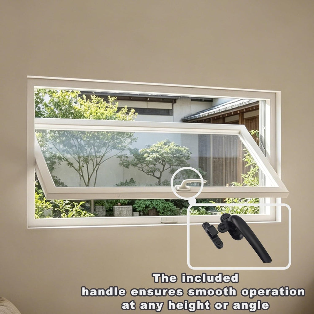 Custom Size Rectangular Basement Window with Tempered Glass, 360° Rotating Aluminum Hopper Window with Handle,Flush