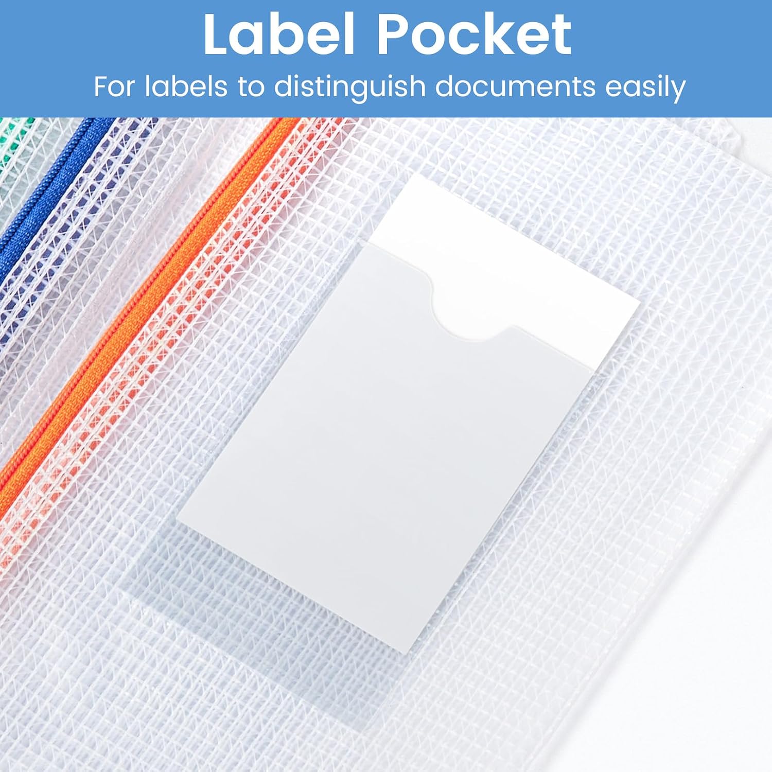24 Pack Mesh Zipper Pouch Bags with Label Pocket, A6 (9.1×4.7 in) Small Pencil Case Pouch for Organizing, Clear