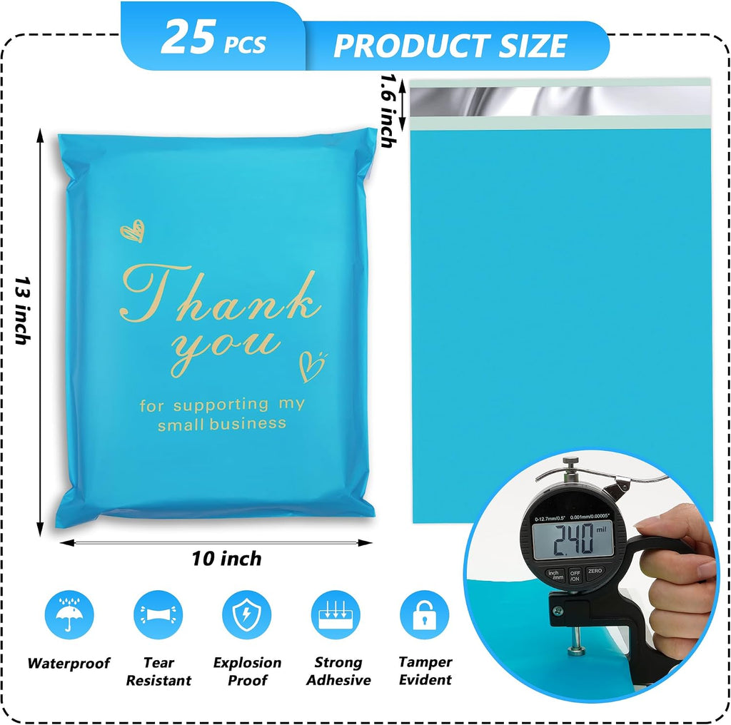 Thank You Poly Mailer 10x13 Inch 25 Pcs, Blue