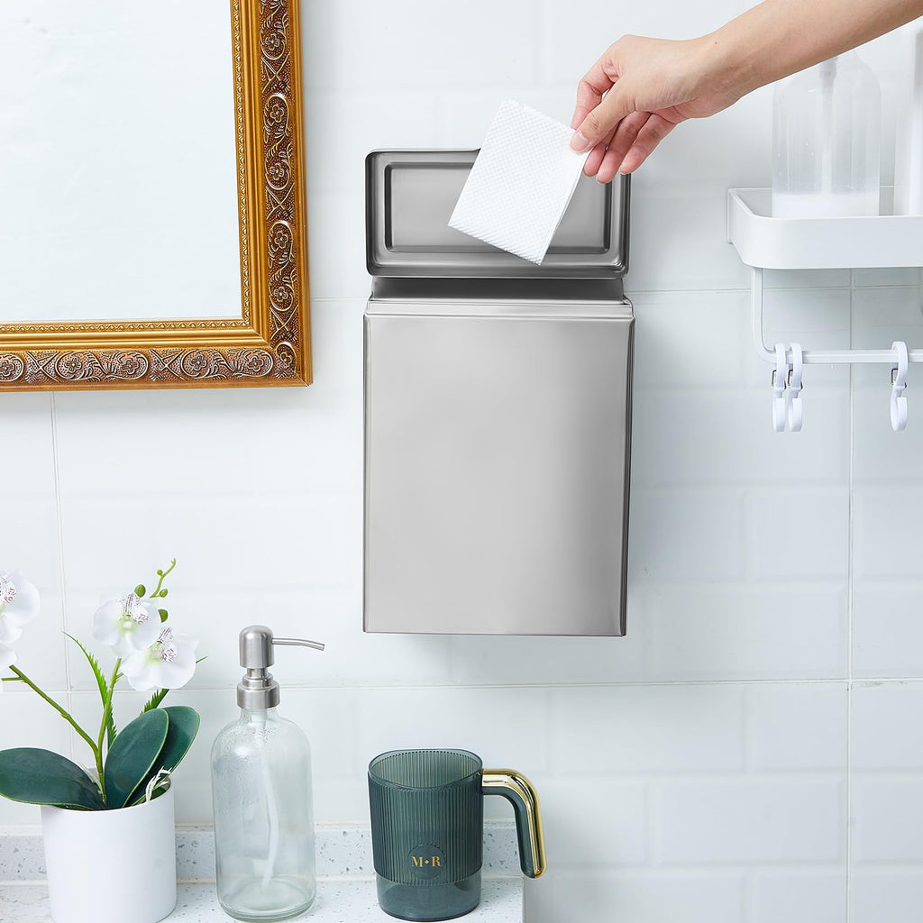 4 Pcs Sanitary Napkin Receptacle Wall Mounted,Natural Color