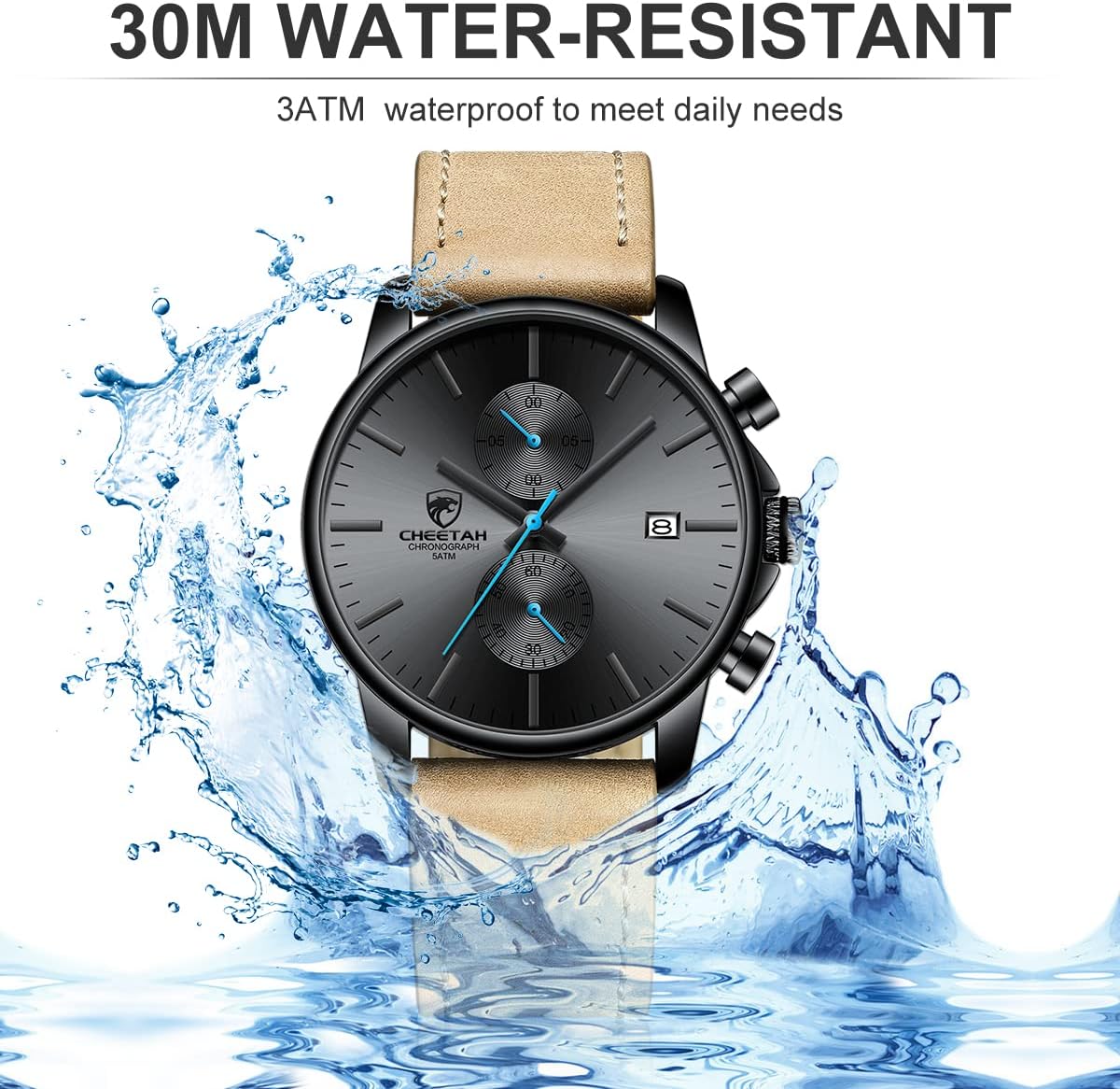 Mens Watch Fashion Sleek Minimalist Quartz Analog Mesh Stainless Steel Waterproof Chronograph Watches for Men with