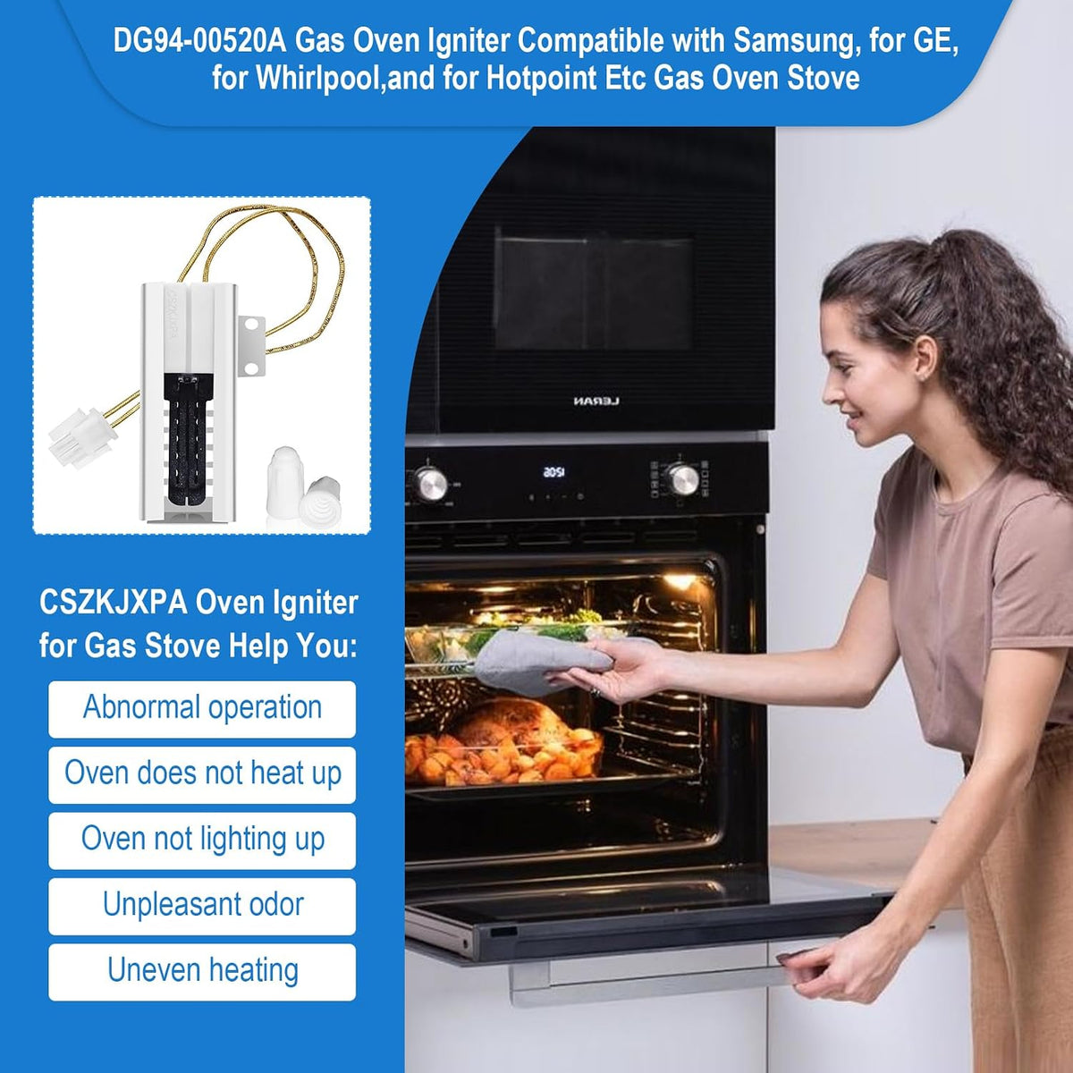 DG94-00520A Gas Range Oven Igniter for Sam-sung Oven Igniter NX58H5600SS Nx58h9500WS,for G-E Whirl-pool Hot-point Sam-sung Gas Oven Igniter, Replace 2692271 AP5577941 WB13K21 Norton 501a W10918546.
