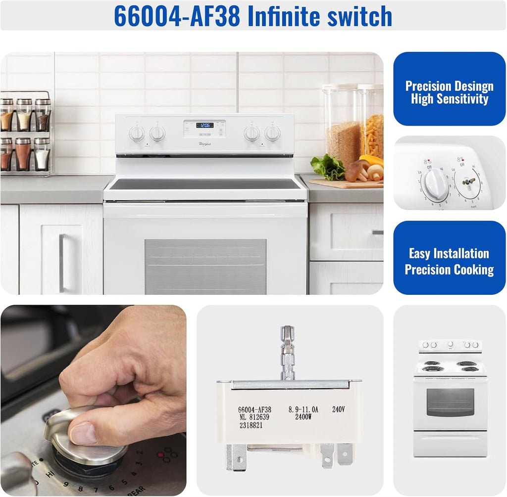 Showingo Infinite Control Switch 3149400/812639 / 66004-AF38 Range Burner Surface Element Switch Replacement for Whirlpool Maytag Range Replace 3148954, WP3149400, WP3149400VP, PS11740783, 336989