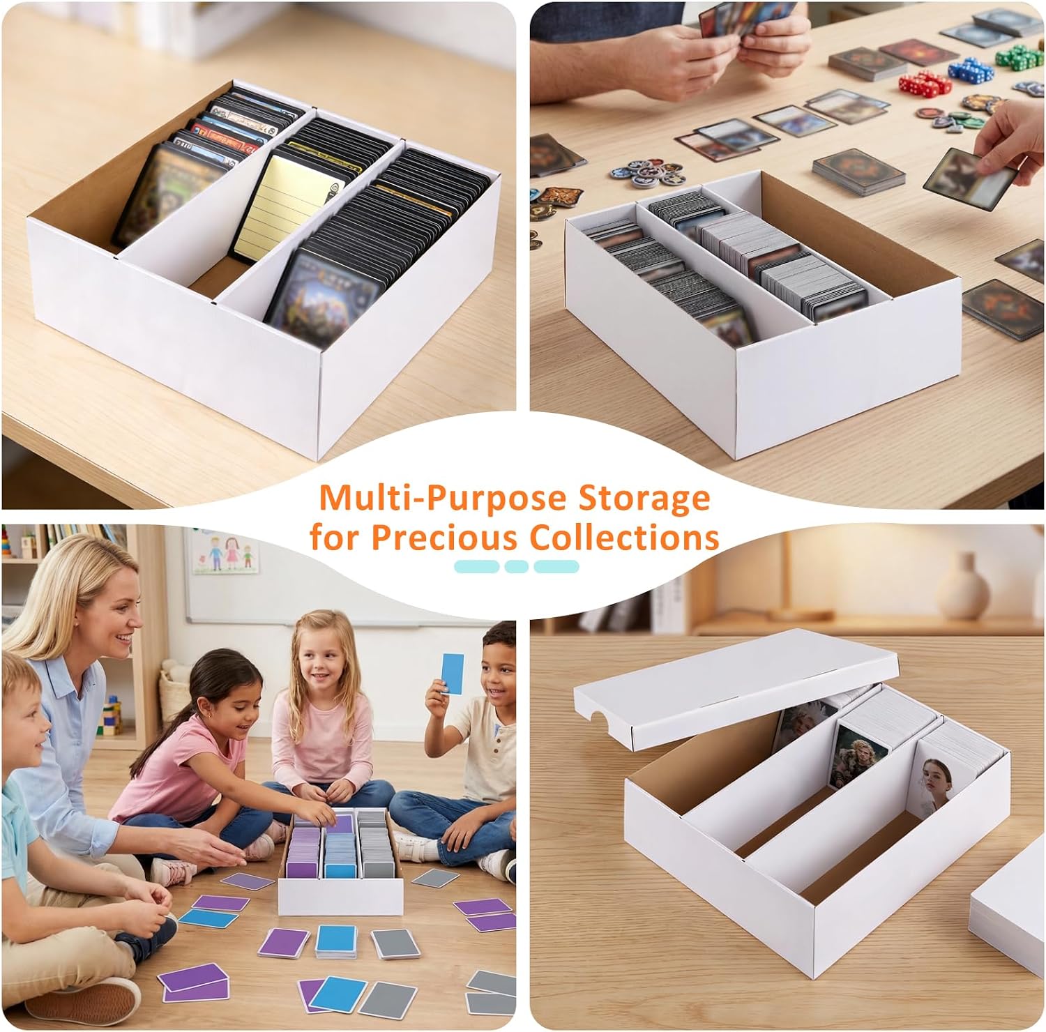 Card Storage Box,3 Rows about 2400 Count Collector Cards Box with Divider,Trading Card Storage Box for TCG/Mtg/Sports
