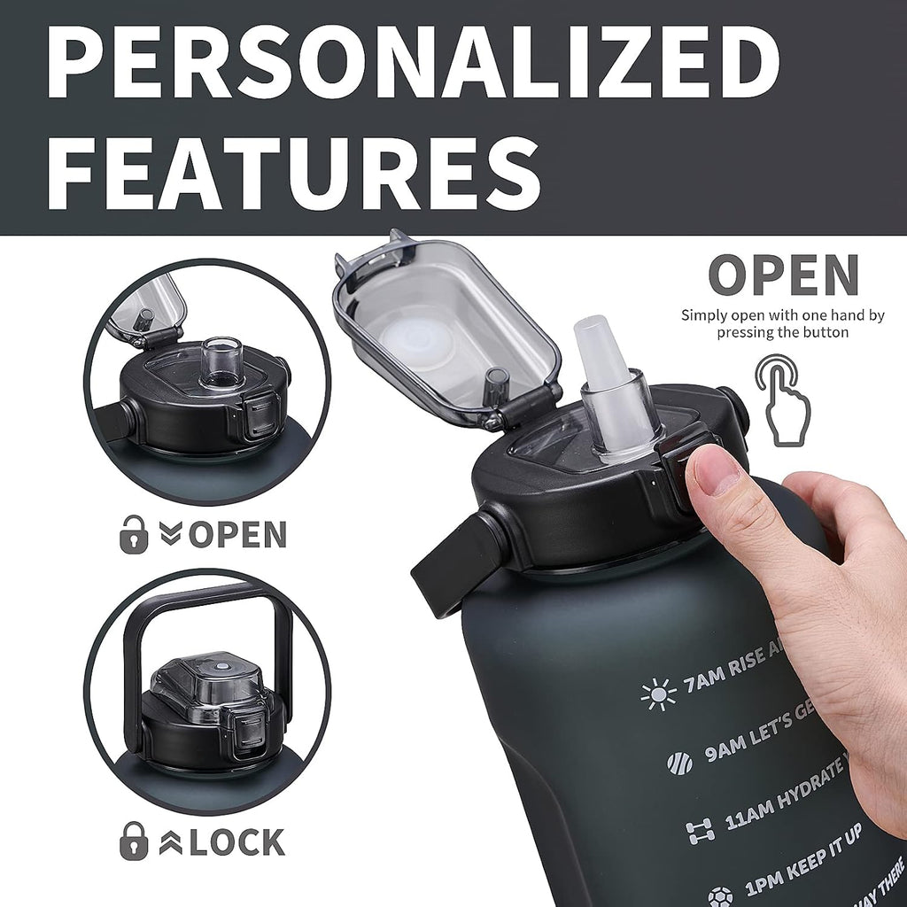 64oz,100oz,128oz Large Motivational Water Bottle with Time Marker, Leakproof & BPA Free Half Gallon Big Water Bottle