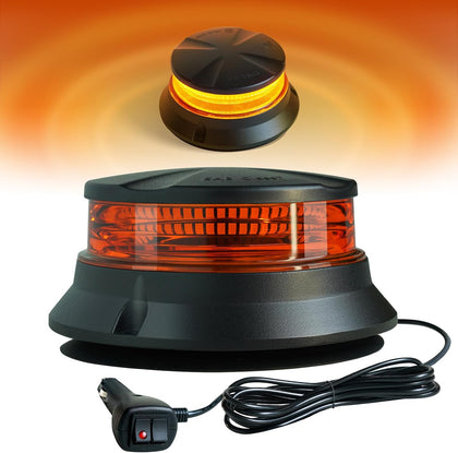 Magnetic Beacon Light, 48 LED Amber Magnetic Strobe Light with Screw Mounting, 12V-24V Safety Emergency Hazard