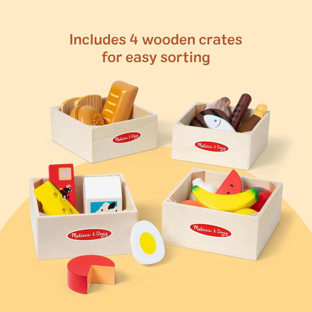 Melissa & Doug Food Groups, 21-Piece Wooden Toys Set of Pretend Play Food & Kids Play Kitchen Accessories, Preschool