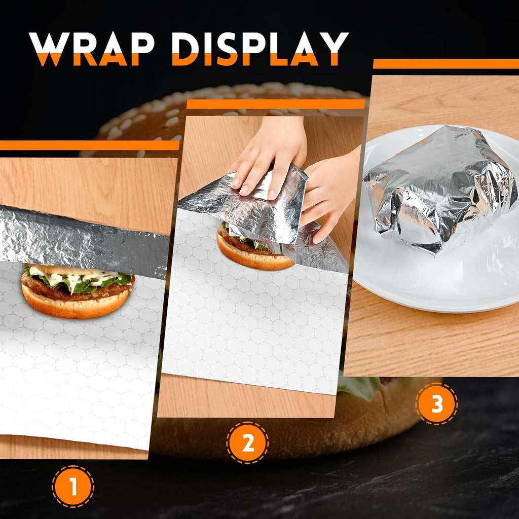 100 Pcs Insulated Aluminum Foil Sandwich Wrap Sheets, 14" x 16"