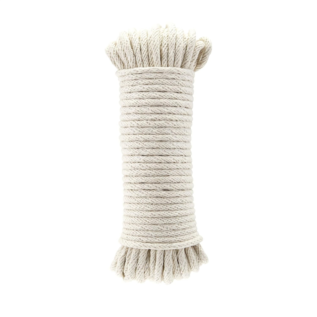 Cotton Braided Rope, All-Purpose, Clothesline, 0.47cm x 15.24 m (4.5mm x 15m), Off White