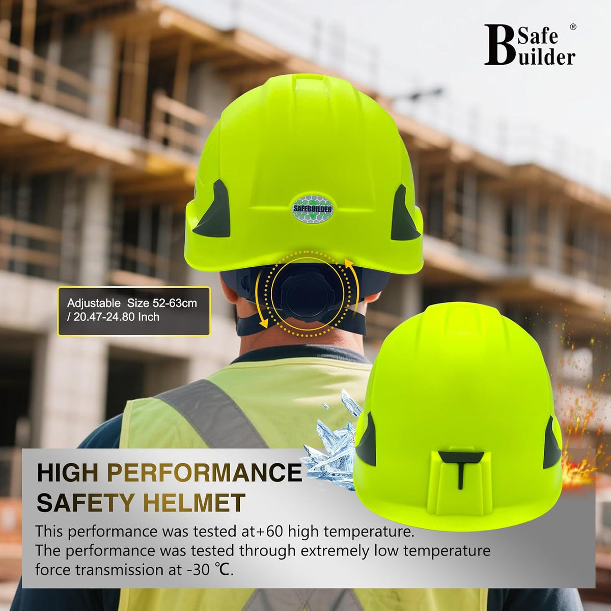 G2C Safety Helmet ANSI Type 2 Class C Hard Hats Vented EPS Liner Lightweight for Construction Work at Height Rescue