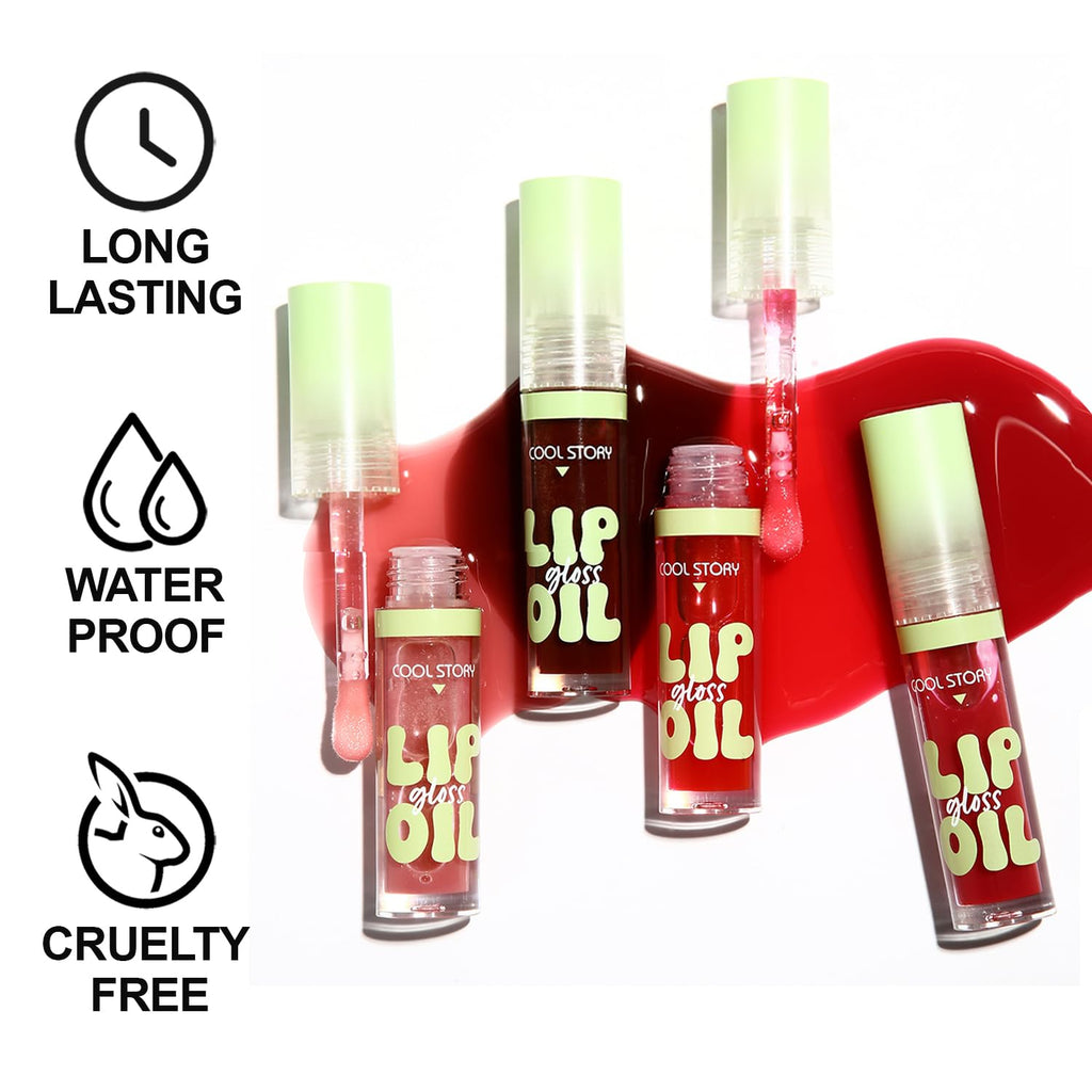 4 Pack Hydrating Glow Lip Oil Set, Moisturizing Lip Gloss, LIGHT