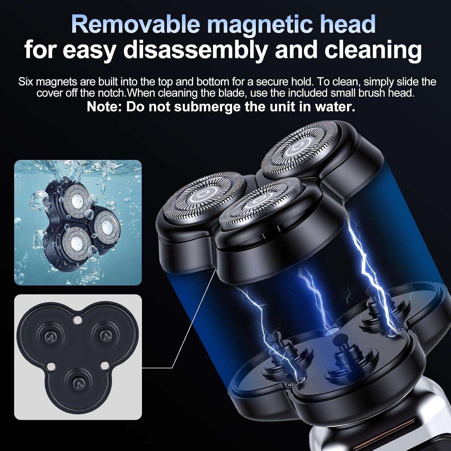 5-Pack Electric Rotary Shavers for Men 3D Floating Head Rotary Razor USB-C Rechargeable Easy Clean Magnetic Head