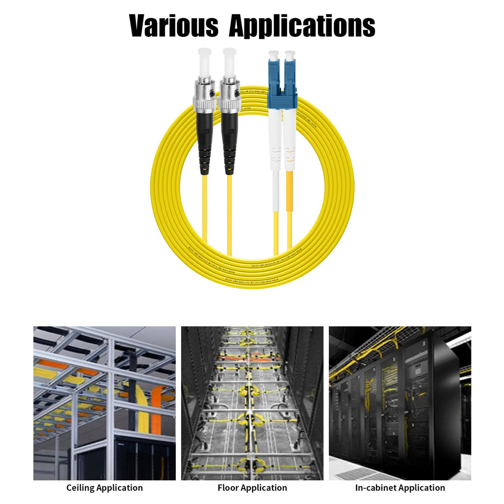 OS2 LC to ST Fiber Patch Cable Single Mode Duplex, 3M(10ft)