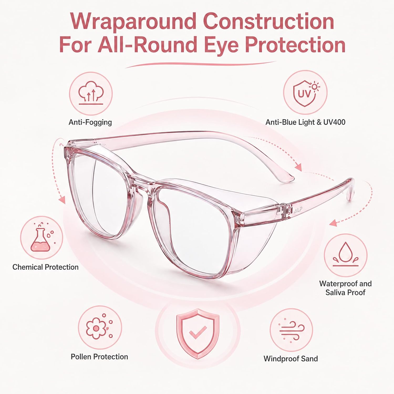 Safety Glasses for Women Lab Nurse Goggles Clear Protective Eyewear | 2 Pack Anti Fog Safety Goggles,Cute Clear