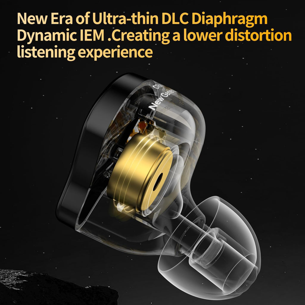 CRA PRO in Ear Monitor Headphones, Ultra-Thin DLC Diaphragm Dynamic Driver Gaming Earbuds, Clear Sound & Deep Bass