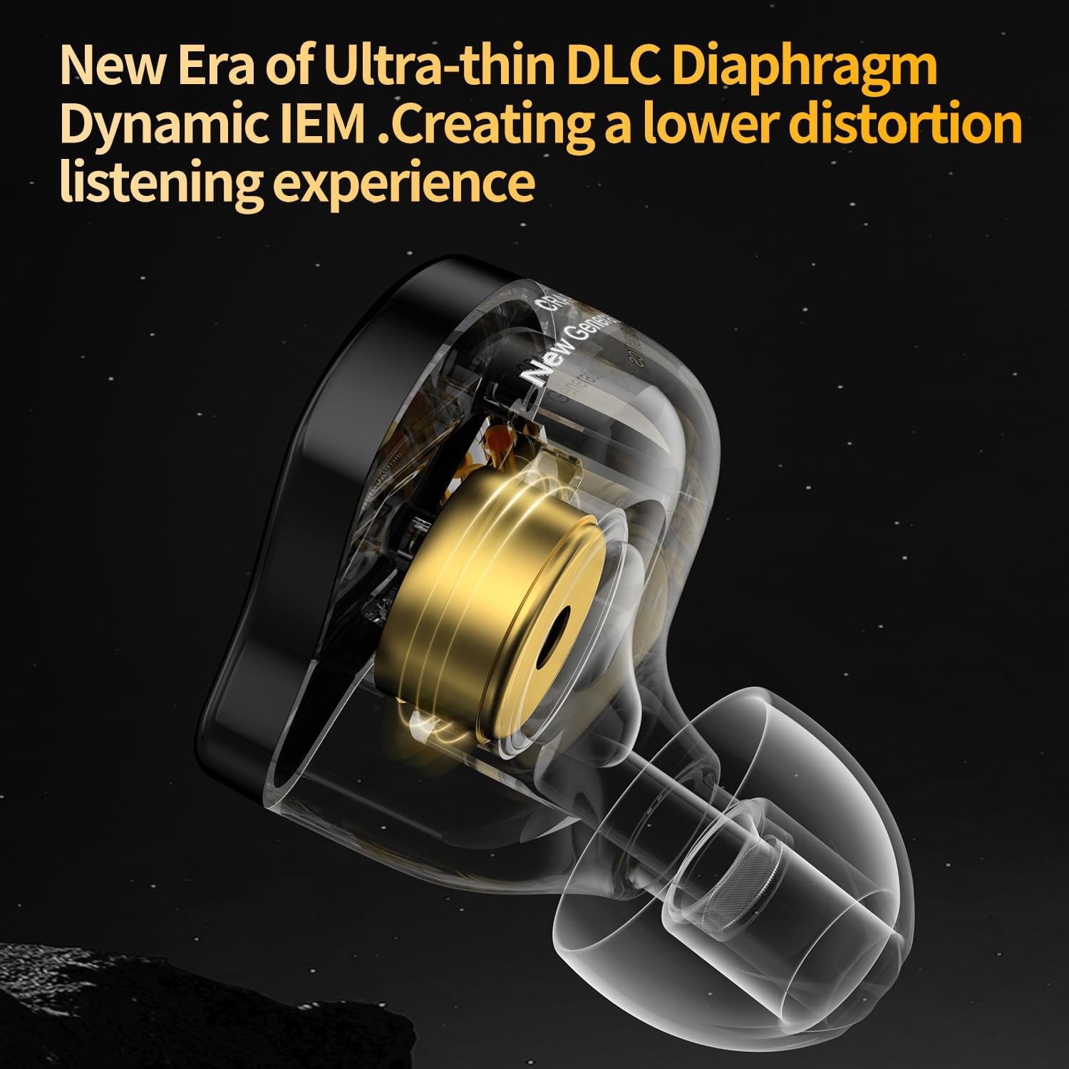 CRA PRO in Ear Monitor Headphones, Ultra-Thin DLC Diaphragm Dynamic Driver Gaming Earbuds, Clear Sound & Deep Bass