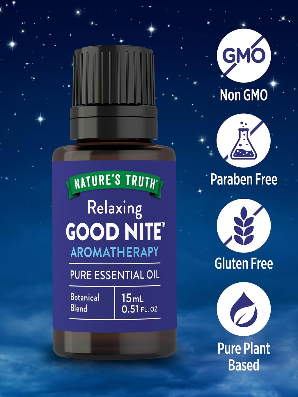 Good Nite Pure Essential Oil | 15 mL | Aromatherapy | Botanical Blend | Plant Based, Non-GMO & Gluten Free |