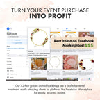 7.2 ft Round Backdrop Stand - Gold Circle Arch Stand for Parties & Balloons