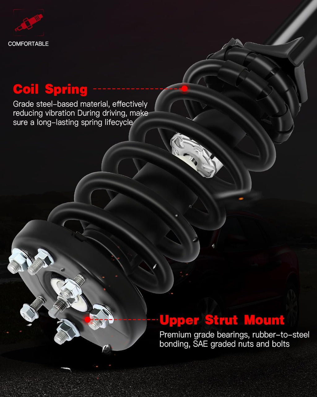 GDSMOMTU Strut Shock Assembly Fit 2008-2012 for Honda for Accord 2.4L/3.5L