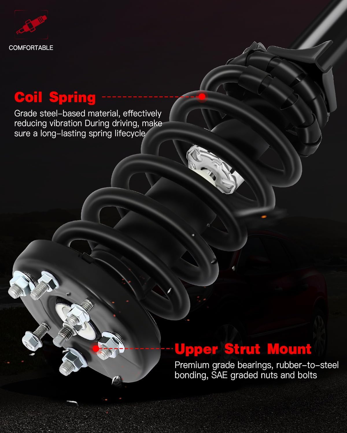 GDSMOMTU Strut Shock Assembly Fit 2008-2012 for Honda for Accord 2.4L/3.5L