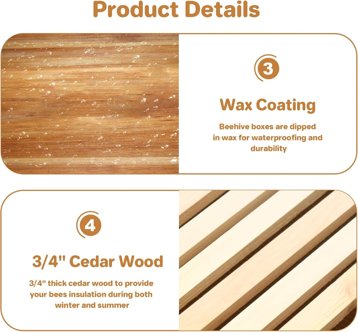 Langstroth Beehive Starter Kit - 10-Frame Pre-Coated with Natural Beeswax, Weatherproof Cedar Wood Hive with Dovetail