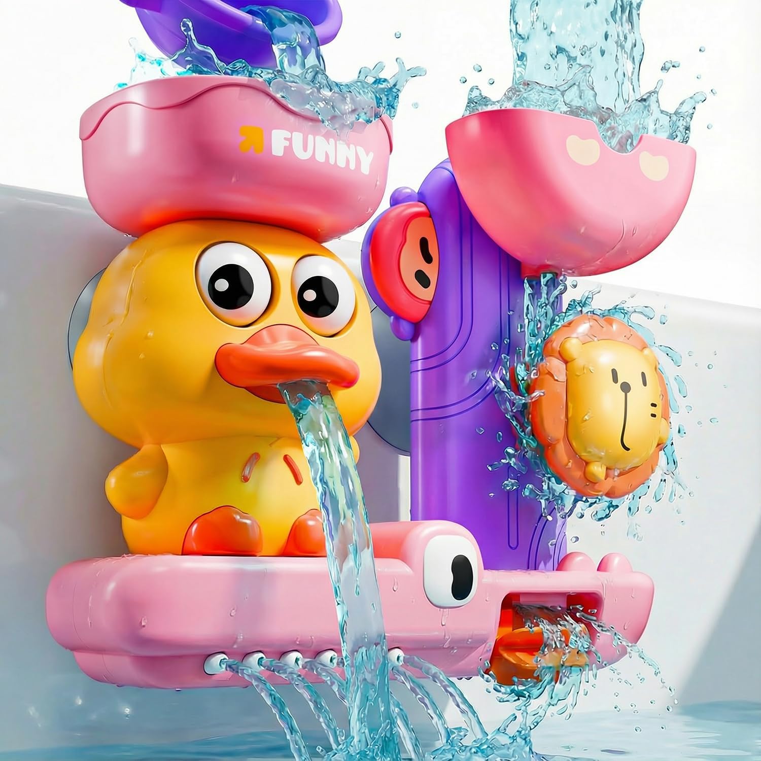 Bath Toys for Kids Ages 1-3: Toddler Bath Toys for 1 2 3 Year Old Girl Gifts - Pink Bathtub Toy for Toddlers 2-4