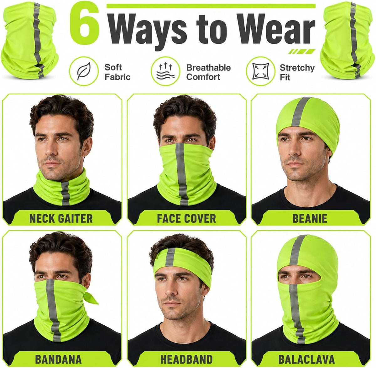 4 Pcs Neck Gaiter Face Mask for Men