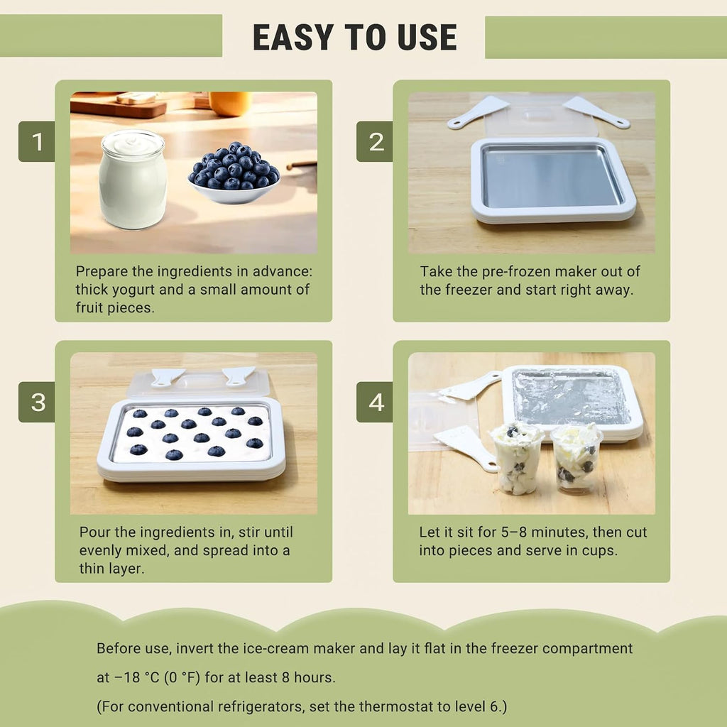 Rolled Ice Cream Maker with Lid and 2 Spatulas