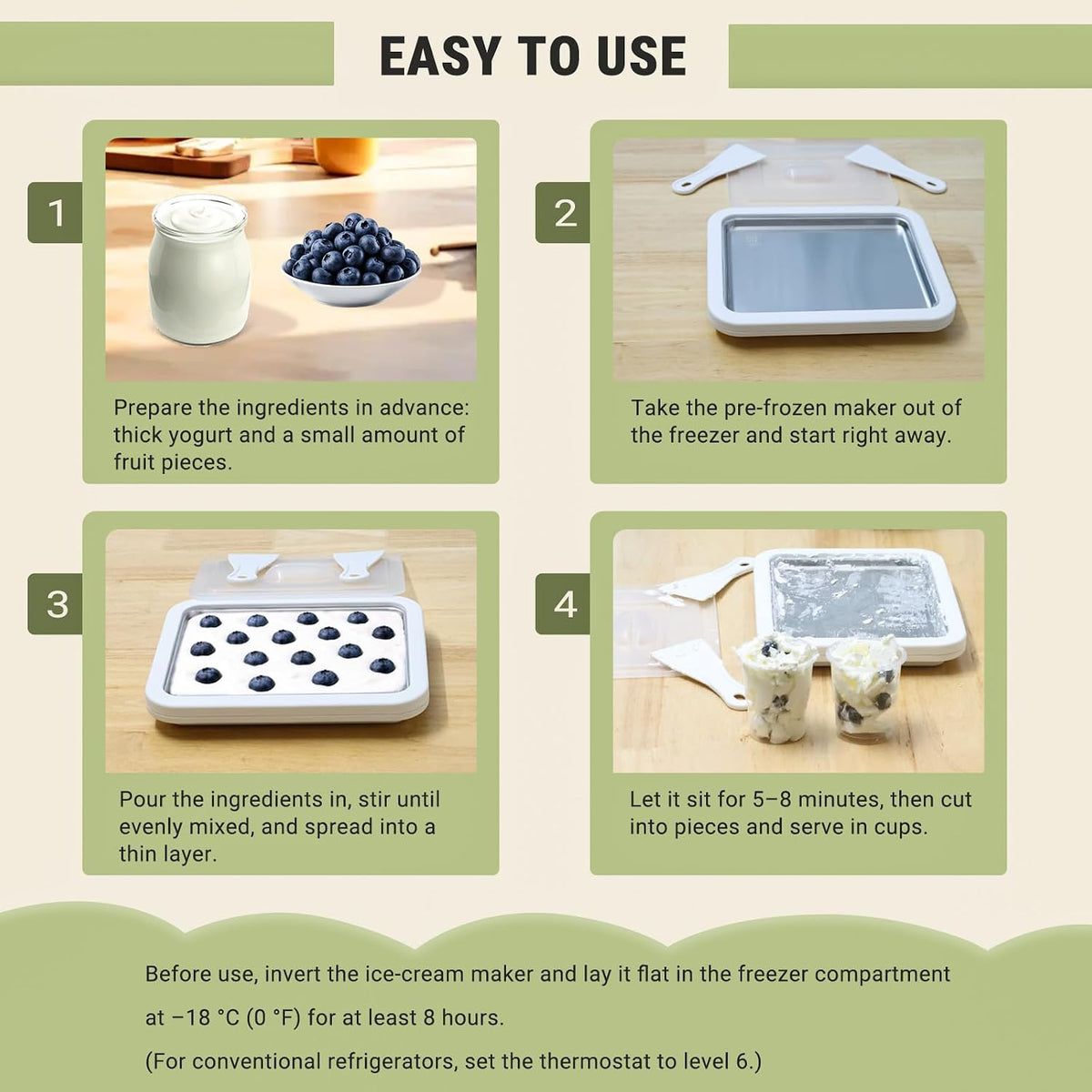 Rolled Ice Cream Maker with Lid and 2 Spatulas
