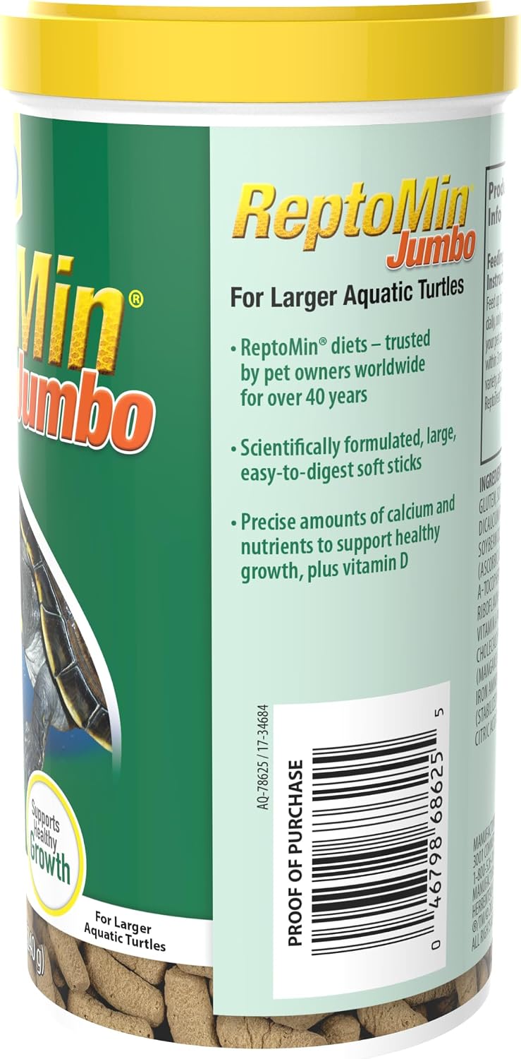 ReptoMin Jumbo Floating Food Sticks, 8.47 Ounces (240 Grams), Soft Stick Food Formulated for Larger Aquatic Turtles