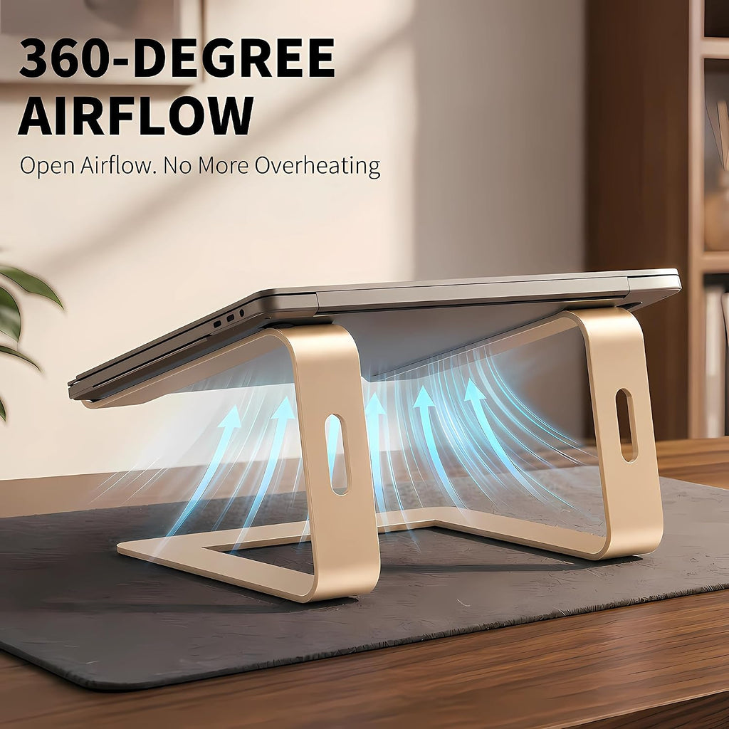 Ergonomic Laptop Stand, Premium 5mm Aluminum Riser for 10-15.6 Inch Notebook Computer, Tool-Free Detachable Elevator