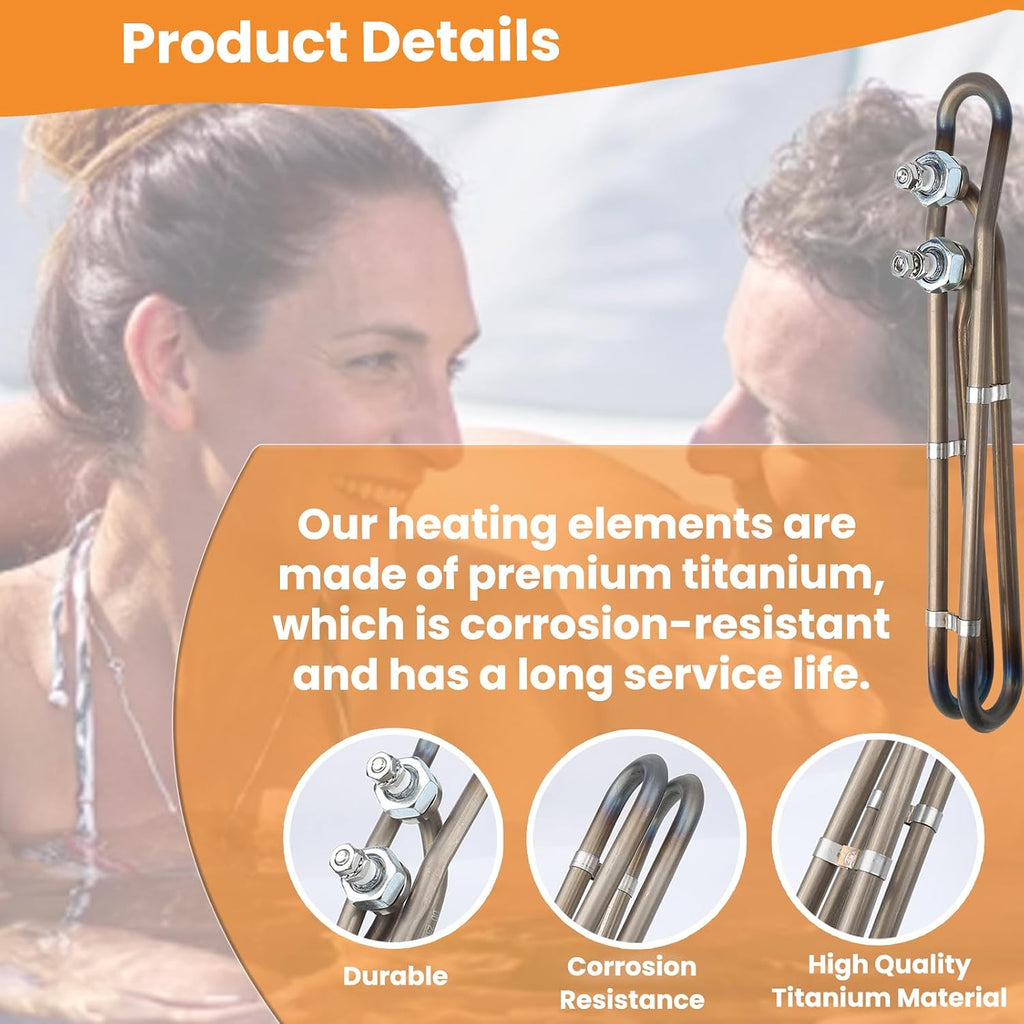 4KW 240V Hot Tub Heater Element for Balboa Spa Heater Element, Titanium Flo-Thru Hot Tub Heater Element(10 Inch) (4KW)