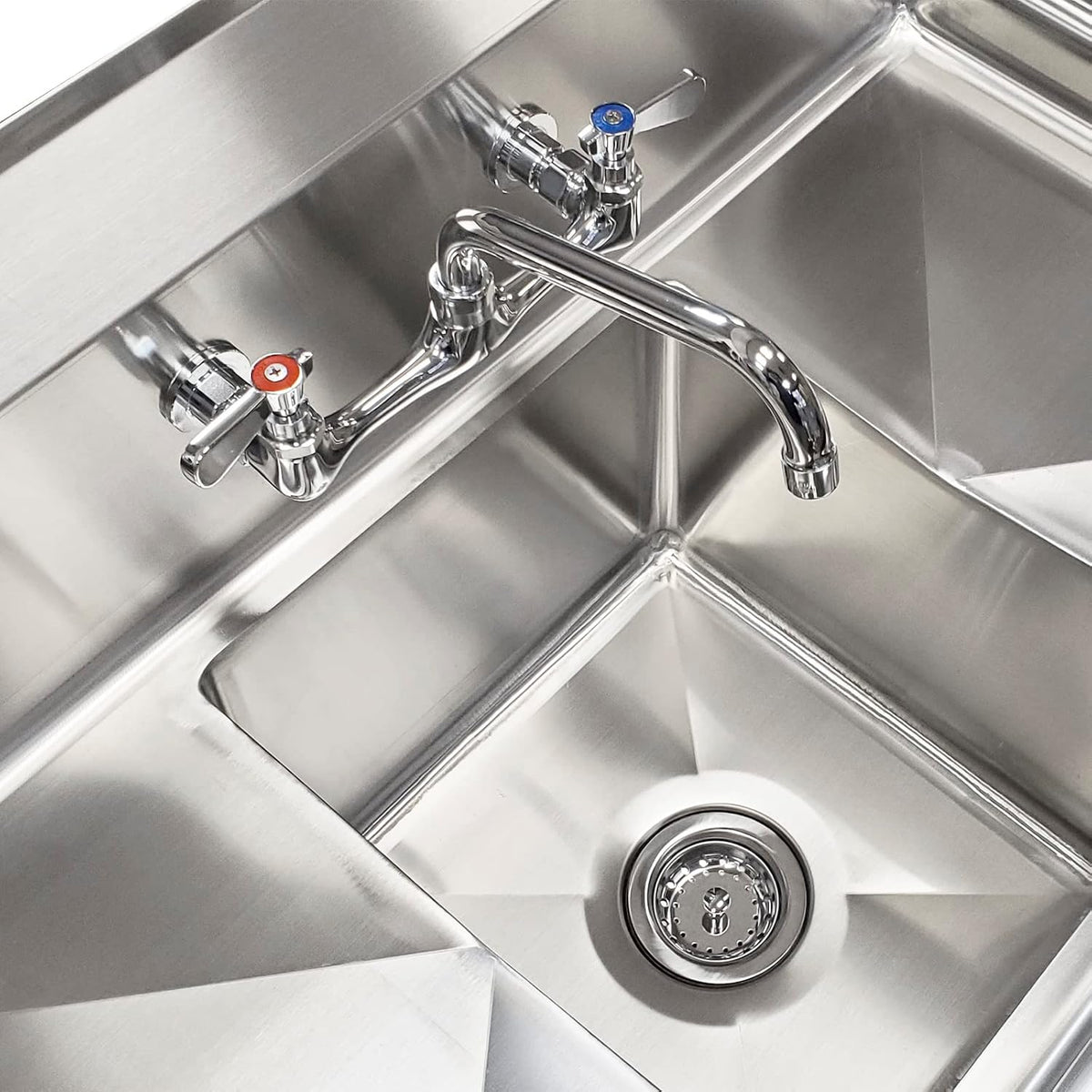 1 Compartment Commercial Sink - 38 x 22 in. Overall with Left & Right Drainboards - 14 x 16 x 11 in. Bowl - NSF