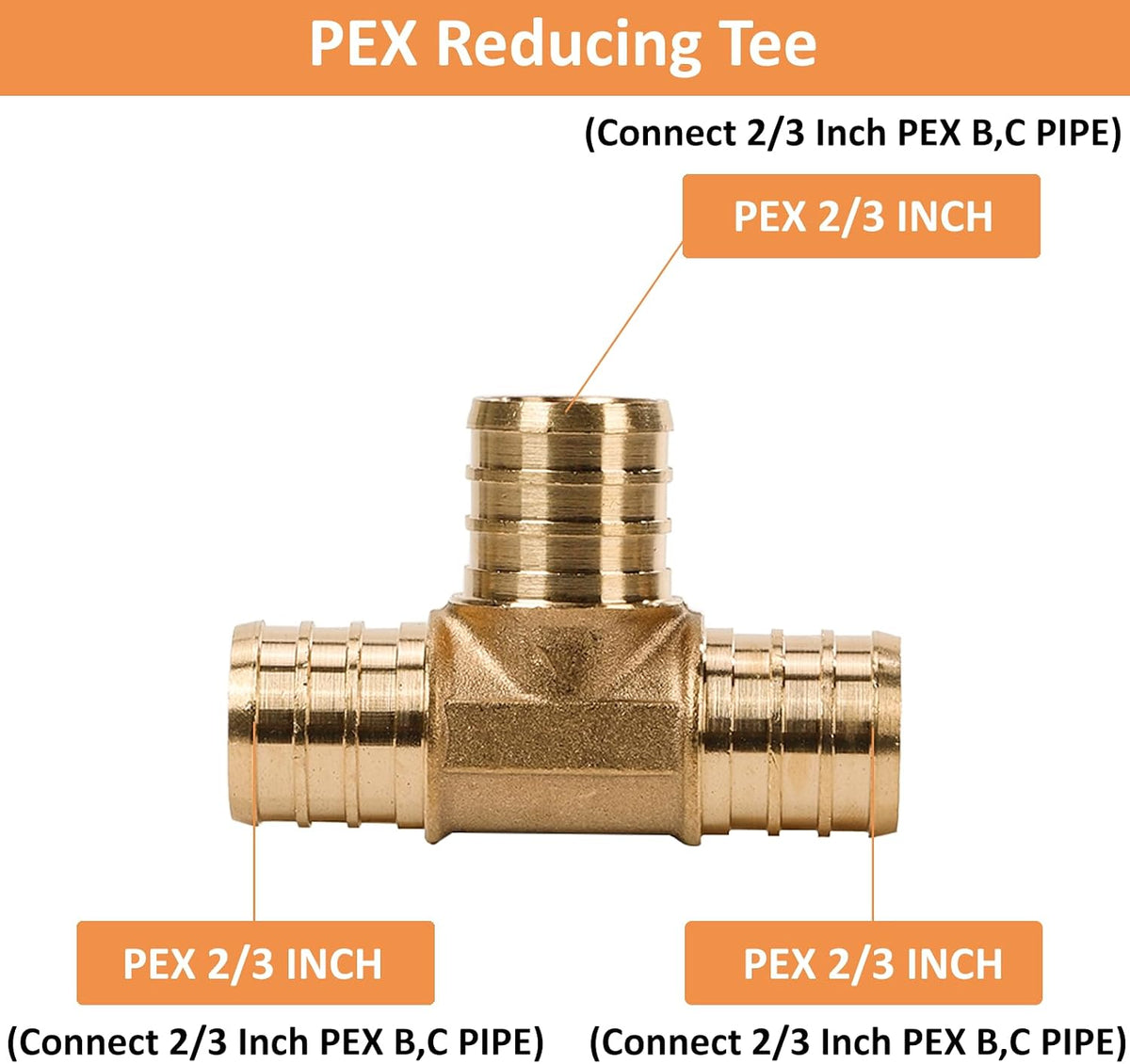2 Pack PEX Fittings 3/4" PEX Crimp Brass Tee for Potable Water Distribution and Hydronic Heating