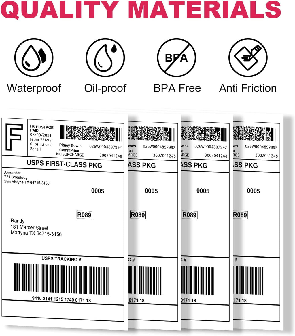 Thermal Labels 4x6 Roll - 500 Direct Thermal Perforated Postage Shipping Labels for Rollo, Zebra, MUNBYN and Polono