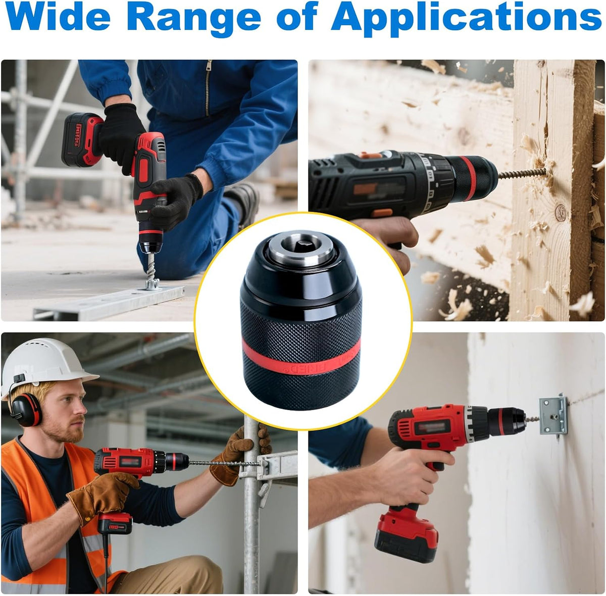 1/2"-20 Keyless Drill Chuck Adapter 3-in-1 for Impact Driver