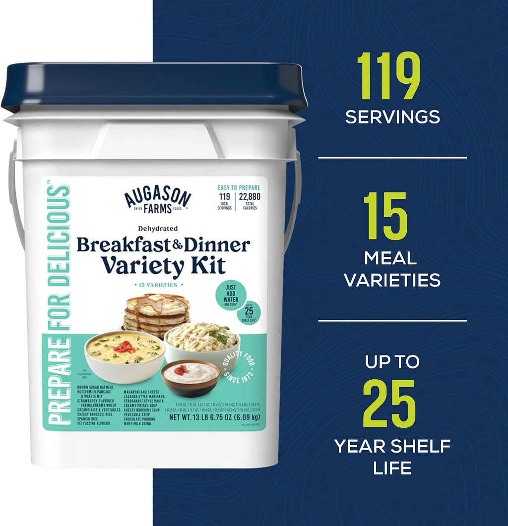 Breakfast and Dinner Variety Pail Emergency Food Supply Everyday