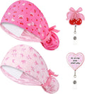 2 Pcs Scrub Cap for Women Nurse Hat with Badge Reel