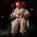Halloween Animatronic Sitting Clown, Halloween Animated Decorations with Sound Activated, Creepy Sound, Light Up