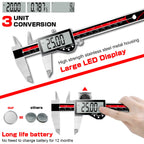 Qfun 6 Inch Digital Vernier Caliper Metal Metric Precision Measuring Tools