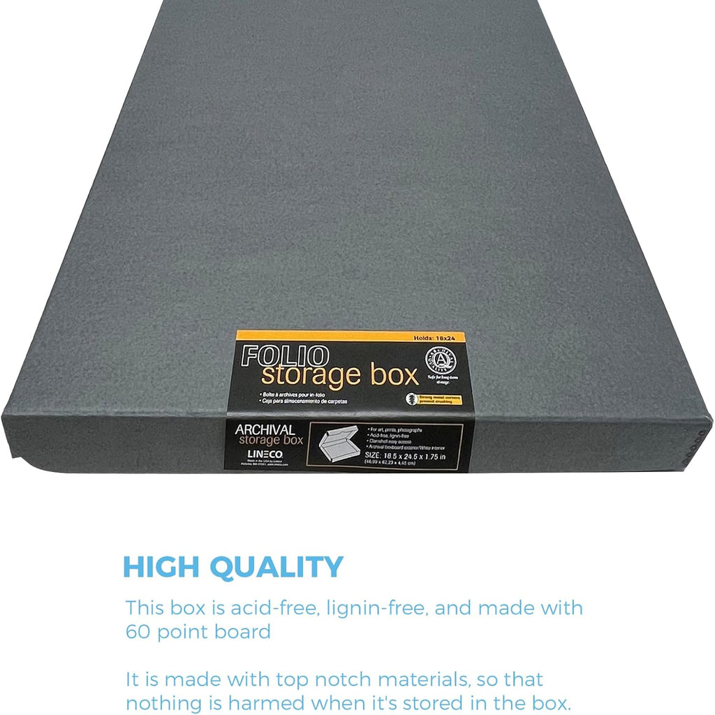 Clamshell Archival Storage Box, 18.5x24.5x1.75 Inch, Gray