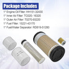 Blrack HH151-32430 Maintenance Filter Kit Fits for Kubota KX033-4