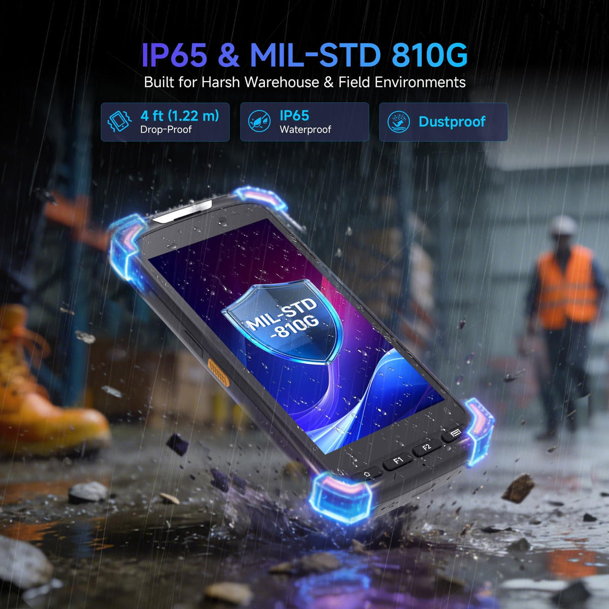 Android 15 Barcode Scanner T50C, Zebra SE4710 Rugged Handheld PDA, 5" Touchscreen Industrial Mobile Computer, IP65