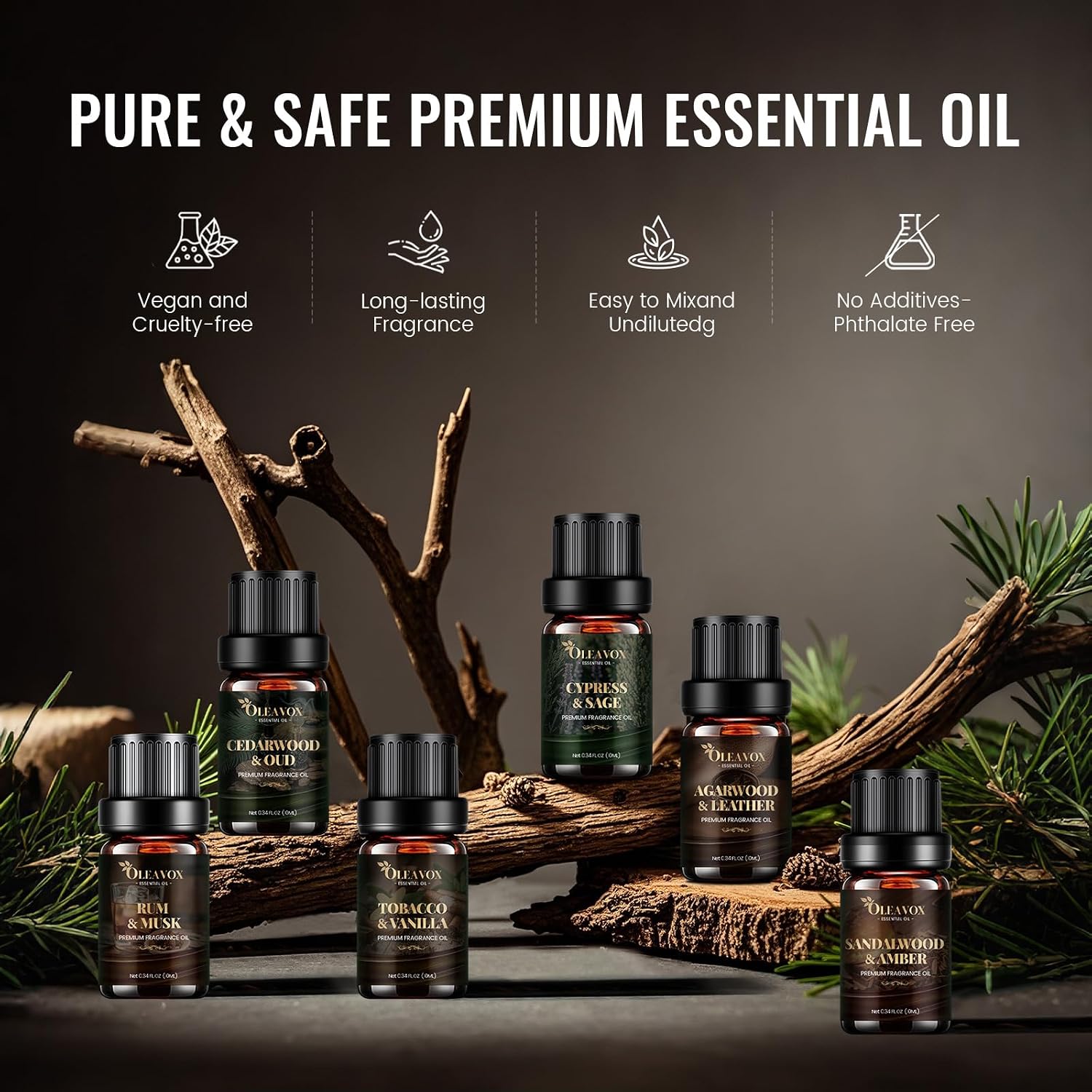 Men Essential Oils Gift Set, Premium Fragrance Oil for Diffusers for Home | Candle & Soap Scents,Agarwood &