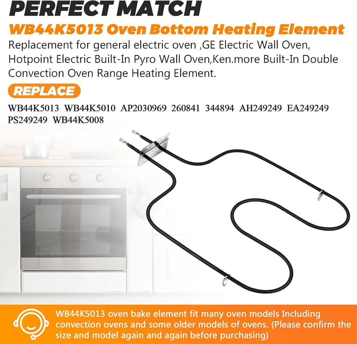 WB44K5013 WB44K5010 Range Oven Bake Element by Blutoget-Fit for GE Hotpoint Ken-more General Electric Oven Bottom Heating Element Replaces WB44K5008 WB44K5010 ERB44K5013 AP2030969 AP4404441